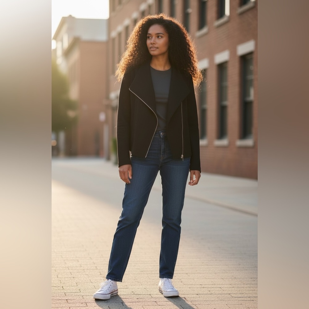 Bagatelle Black Moto-Style Asymmetric Zip Jacket XL